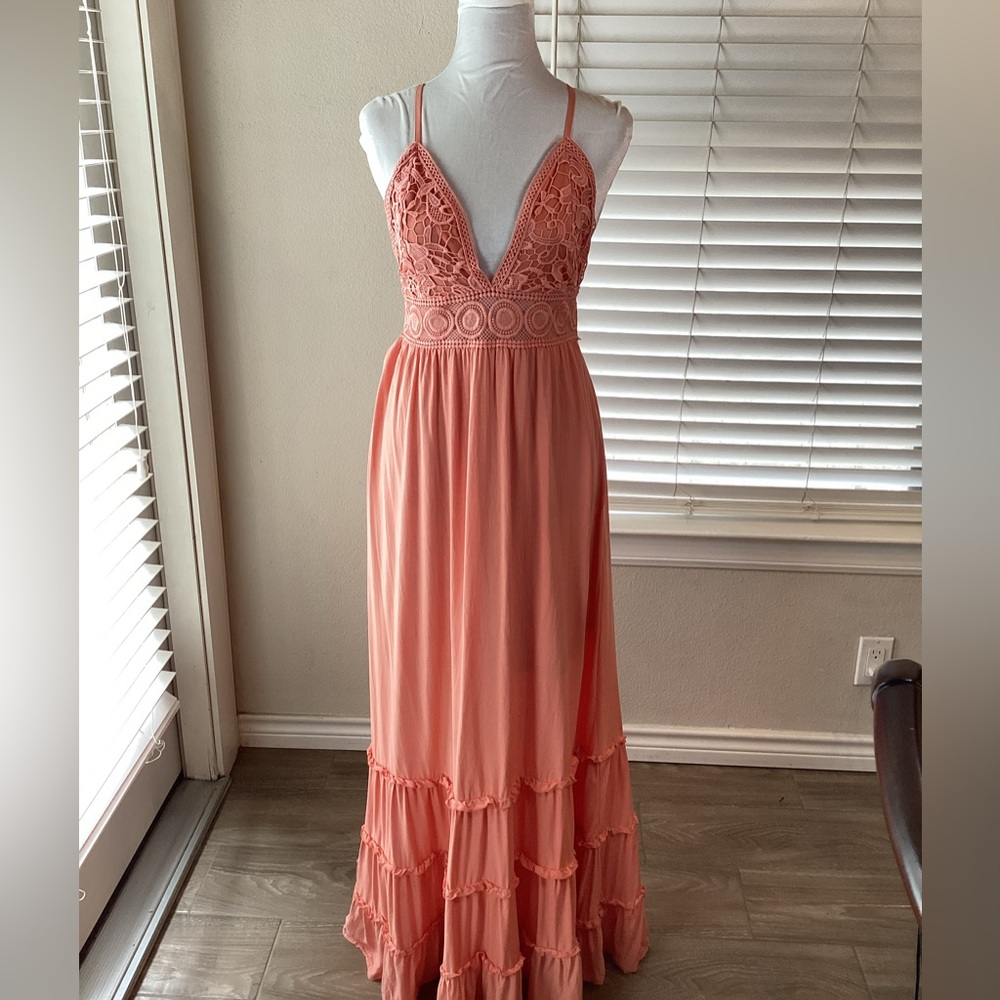 Rue 21 Crochet Lace Maxi Dress Size Large